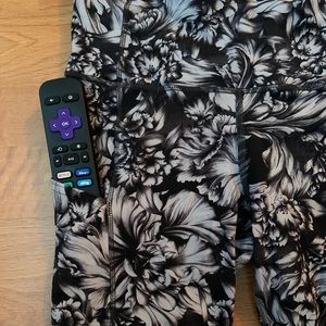 Black and grey floral capris